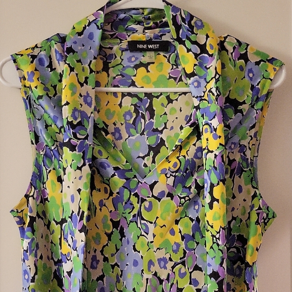Nine West Women's Floral Sleeveless Top - Multicolor - Picture 8 of 9